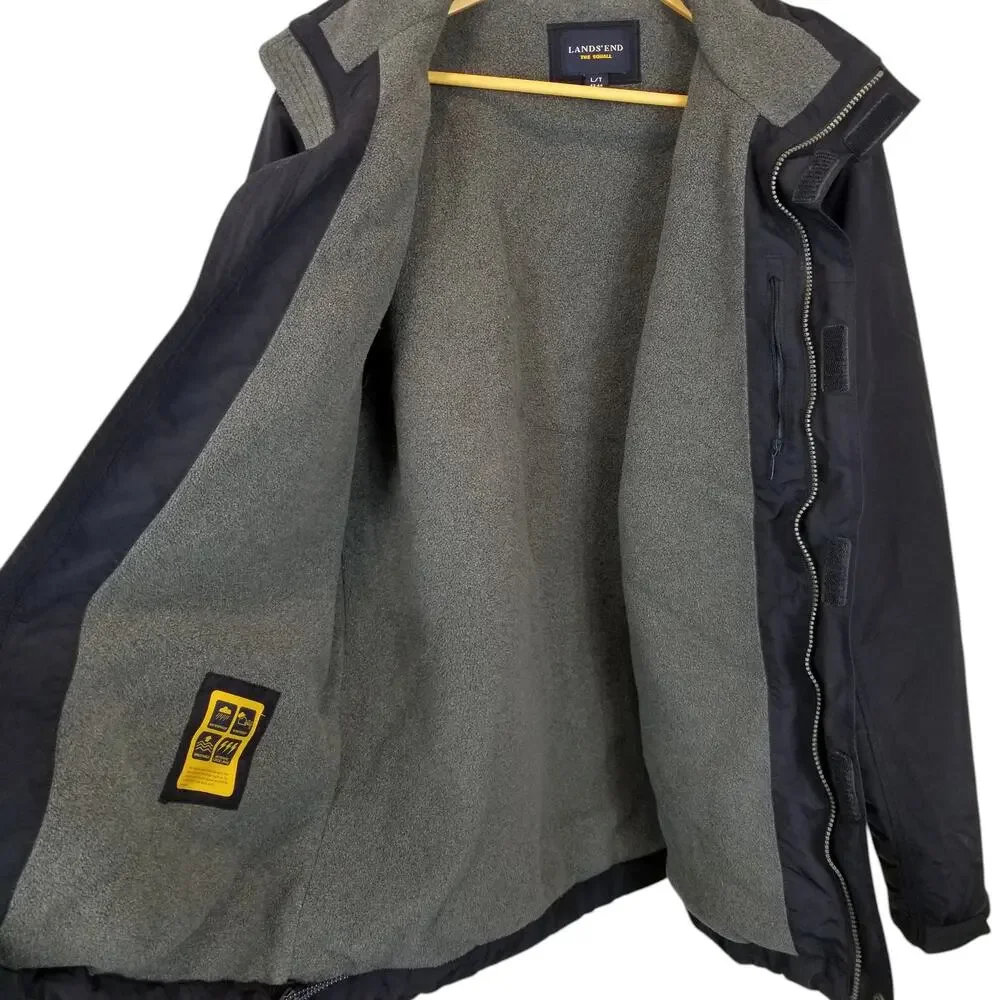 Lands' End Men's The Squall Navy Blue Zip Front Jacket Size L /  T Large Tall